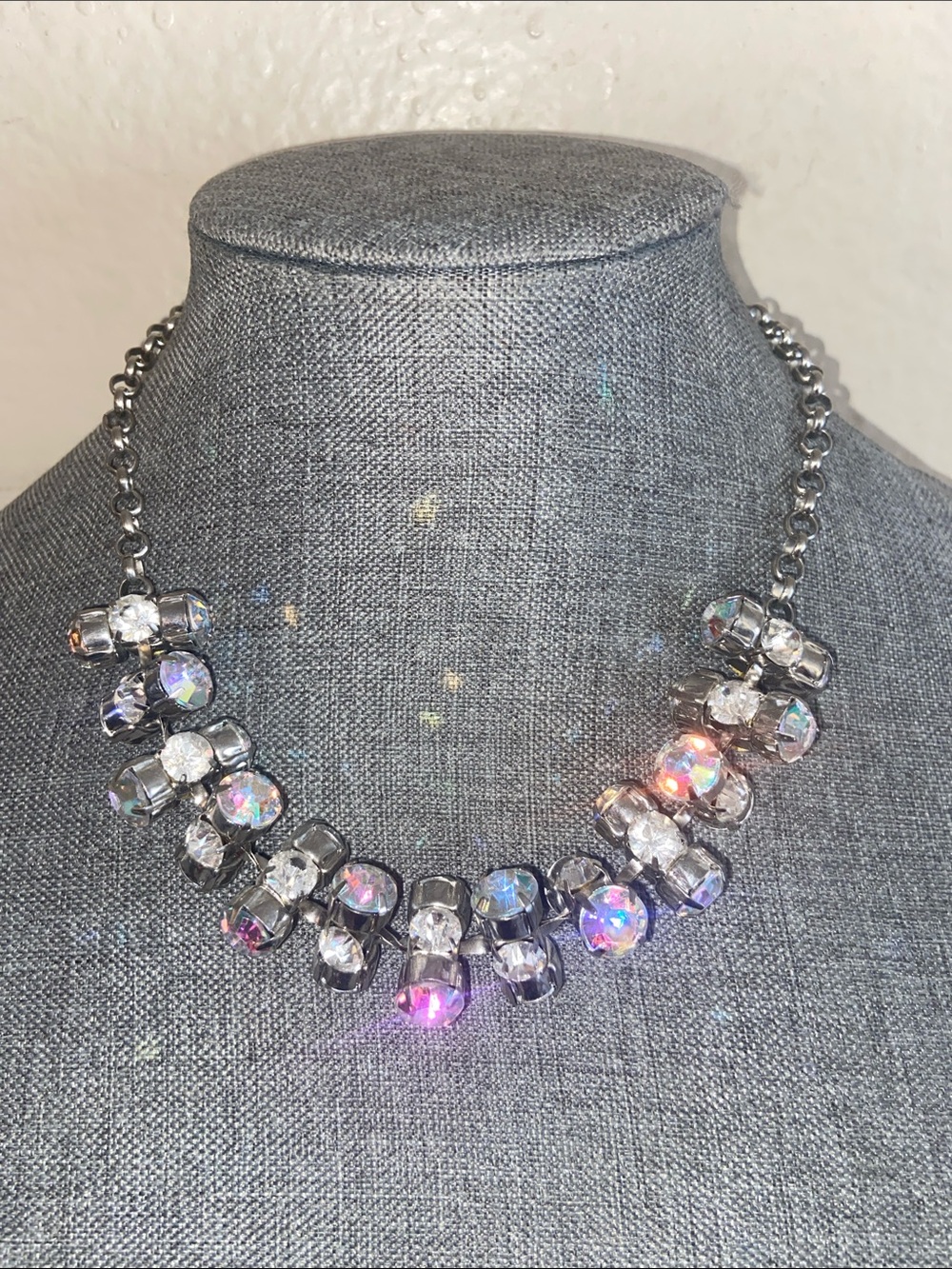 VINTAGE 90s JLO AB Crystal Clusters Statement Necklace